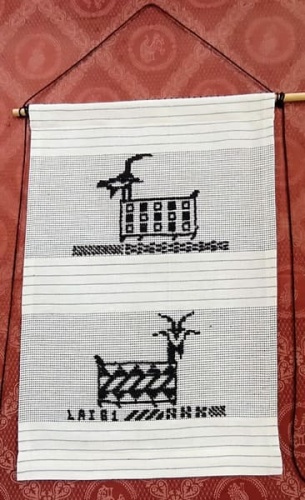 Arazzino 2 caprette, disegno "Maria Lai" 5
